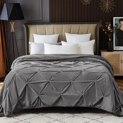 Vista 6 de KAWAHOME - Cobija de invierno supersuave y plisada extracálida de Sherpa, para sofá o cama