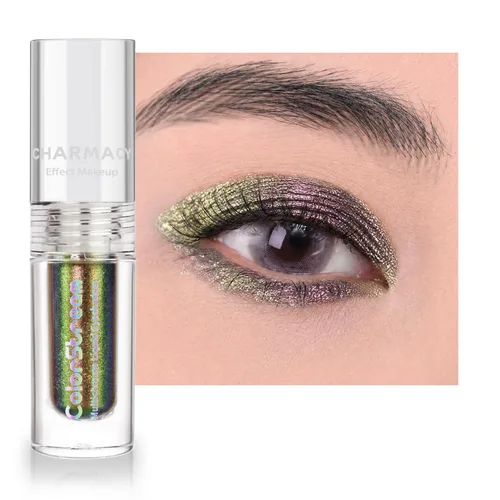 Vista 24 de CHARMACY Sombra de ojos líquida duocroma, aspecto metálico, juego de sombras de ojos con purpurina de larga duración, pigmentos metálicos, secado