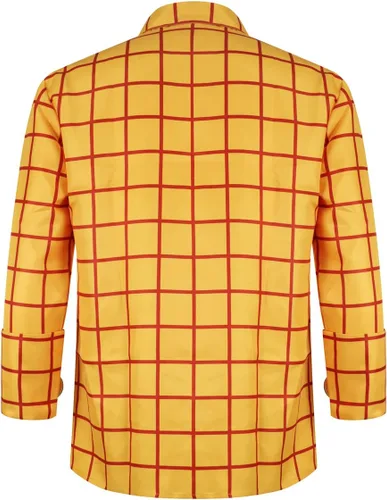 Vista 3 de Jessie Woody - Camisa de disfraz de vaquero para adultos, para Halloween, camisa casual de manga larga con botones para mujeres y hombres, talla L