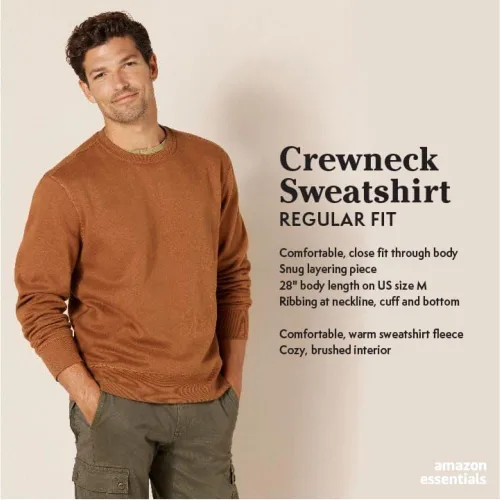 Vista 2 de Tienda Essentials mens Fleece Crewneck Sweatshirt (Available in Big & Tall)