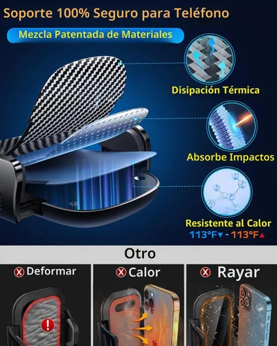 Vista 6 de Qifutan Soporte de teléfono para salpicadero para tu automóvil, soporte de teléfono para salpicadero de automóvil, parabrisas y ventilación de aire