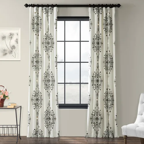 Vista 12 de HPD Half Price Drapes Cortinas florales de algodón de lujo con estampado de 84 pulgadas de largo (1 panel), modernas cortinas de oscurecimiento