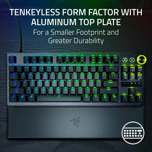 Vista 10 de Razer Huntsman V3 Pro TKL 8KHz Esports Teclado para gaming interruptores ópticos analógicos Gen 2-8000 Hz Pulsador a presión de sondeo - Disparador