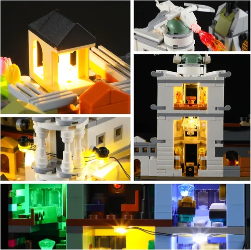 Vista 4 de YEABRICKS Luz LED para el modelo de bloques de construcción del Callejón Diagon de Harry Potter Tiendas de Magia 76444