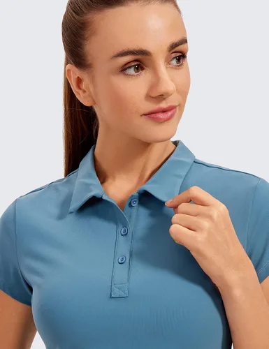 Vista 5 de CRZ YOGA Camisetas de manga corta para mujer, camiseta polo de golf, tenis, atlética, deportiva