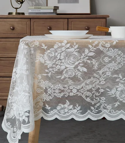 Vista 11 de Warm Home Designs Mantel redondo de 36 pulgadas con diseño de rosa inglesa para mesa auxiliar. LTC negro 36 pulgadas