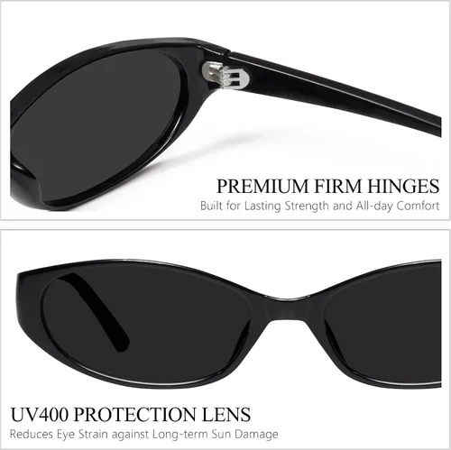 Vista 5 de mosanana Gafas de sol retro ovaladas ojo de gato para mujer Y2k 90s moderno estrecho pequeño MS52585