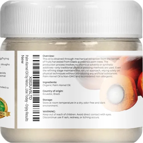 Vista 3 de velona Aceite de almendra de palma orgánico certificado por la USDA, 2 onzas líquidas, aceite portador 100% puro y natural, refinado, prensado