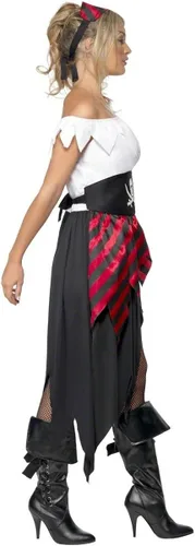 Vista 3 de Disfraz de pirata de Smiffy's para mujer, NegroRojoBlanco