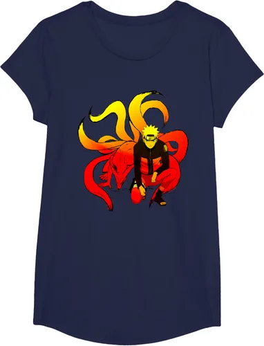 Vista 23 de Naruto Shippuden Naruto and 9 Tails - Camiseta de manga corta Negro