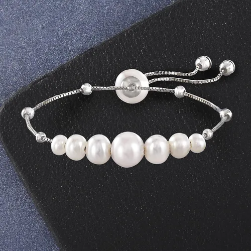 Vista 4 de Ross-Simons Pulsera bolo de perlas cultivadas de 0157-0374in en plata de ley perla no conocido