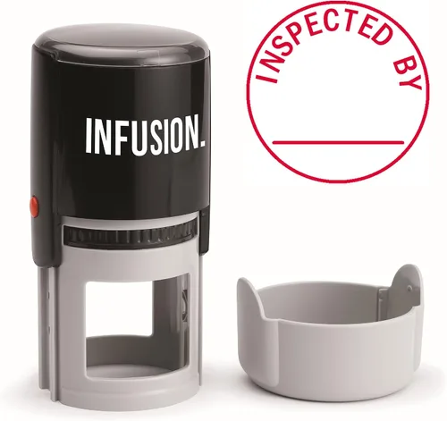 Vista 11 de Infusion Sello de goma autoentintado redondo con texto personalizado (1 pulgada de diámetro), hasta 2 líneas con borde circular 2 Líneas de texto