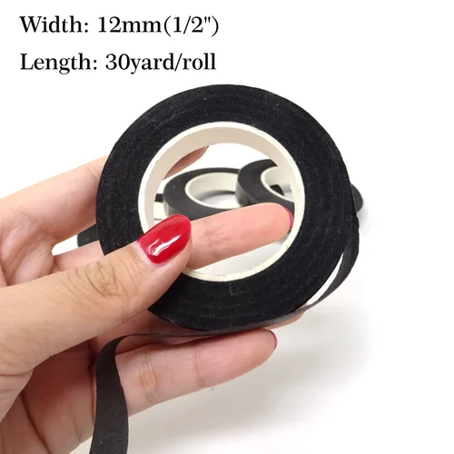 Vista 3 de Honbay 4 rollos de cintas florales de 1/2 pulgada de ancho, 30 yardas/rollo para proyectos de manualidades de floristería (negro)