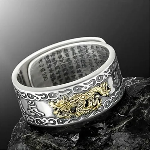 Vista 7 de BLUGY Anillos significativos y divertidos con dijes de Pixiu, anillo de Feng Shui, riqueza, joyería budista, anillo ajustable para hombres y mujeres