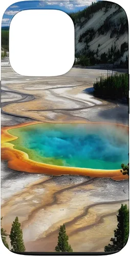 Vista 10 de Funda de vacaciones de verano para iPhone 16 Yellowstone National Park Rainbow geysers