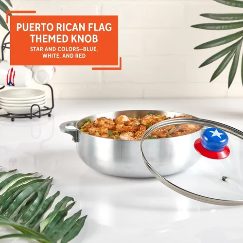 Vista 6 de IMUSA Caldero de aluminio pulido Boricua de 3.2 cuartos de galón con tapa Boriqua