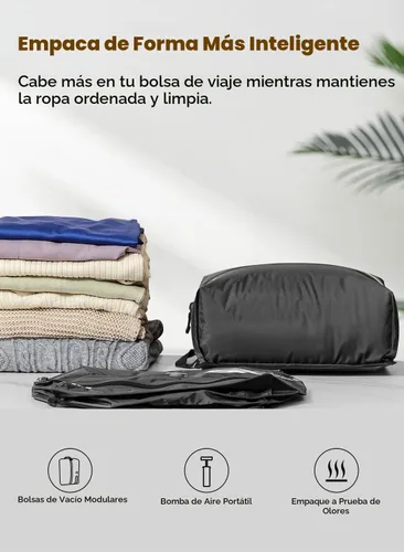 Vista 2 de Bolsas de vacío para viaje con bomba, bolsa reutilizable ahorradora de espacio, cubos de embalaje al vacío impermeables IP67 para maletas y mochilas