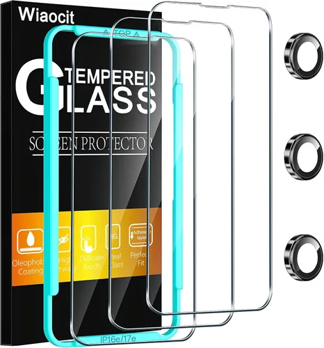Vista 10 de Wiaocit 3 Pack Tempered Glass Screen Protector for iPhone 13 Pro with 3 Pack Camera Lens Protector, 9H Hardness, Bubble Free, Case Friendly