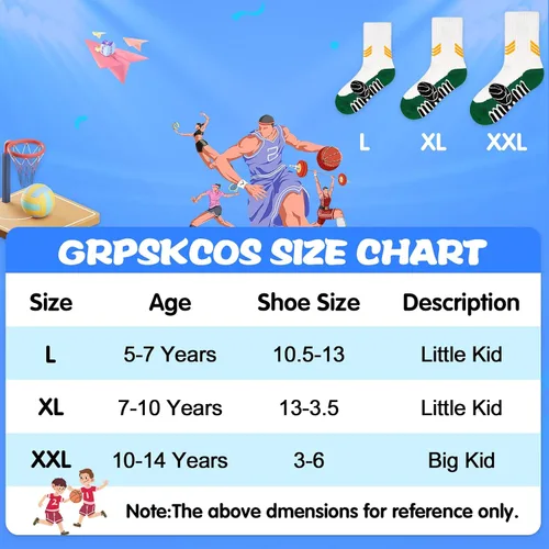 Vista 7 de GRPSKCOS Calcetines para niños, baloncesto, atletismo, fútbol al aire libre, 6 pares de calcetines deportivos de senderismo para niños y niñas de 5