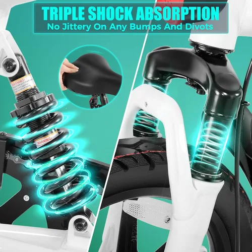 Vista 7 de ANCHEER Bicicleta eléctrica plegable para adultos, bicicleta eléctrica de 374 Wh, bicicletas eléctricas de 20 MPH, bicicleta eléctrica plegable