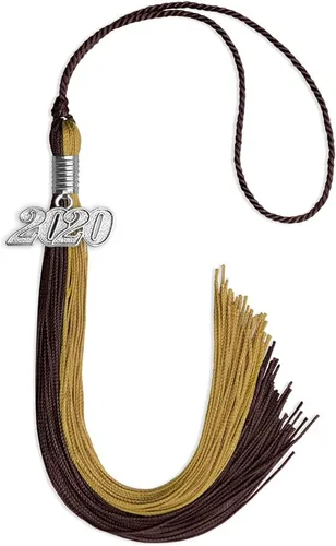 Vista 164 de Endea Graduation Borla de doble color con gota de fecha plateada (negro/oro antiguo, 2025)