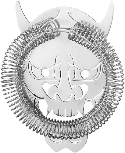 Vista 2 de Colador de cóctel con diseño de cara de demonio, acero inoxidable