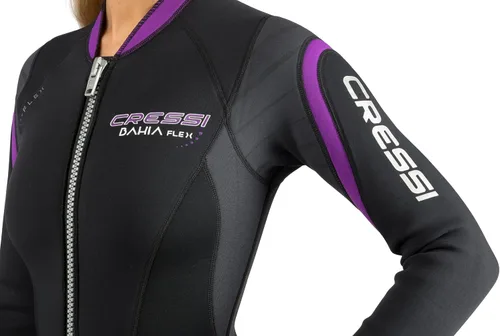 Vista 5 de Cressi Traje de neopreno Lady con cremallera frontal completa de 0.098 in para esnórquel, natación y actividades acuáticas, Bahia Flex, diseñado