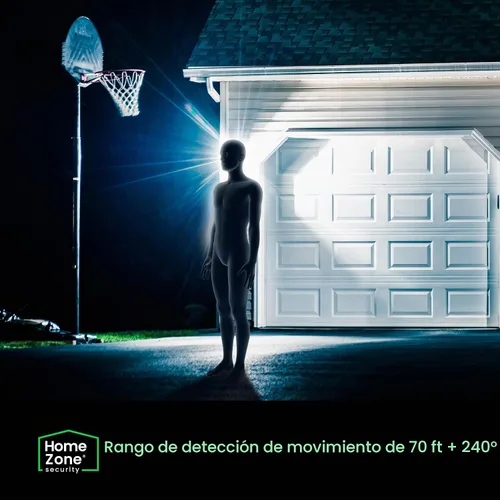 Vista 4 de Home Zone Living - Luz LED con sensor de movimiento de 3 cabezales, 3500 lúmenes, para exteriores, color blanco