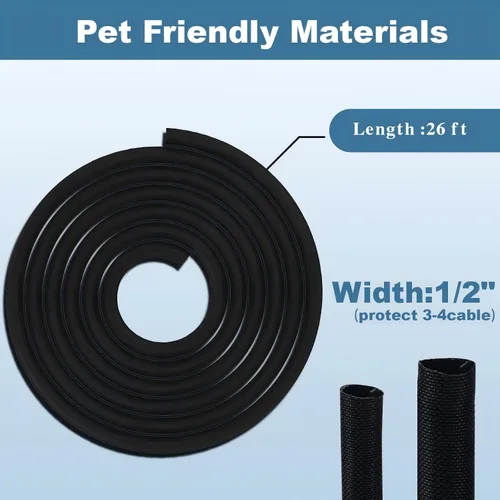 Vista 2 de BUSOHA Cubiertas de alambre para cables – Protectores de cable de 26 pies de mascotas no masticable 1/2 pulgada flexible de gestión de cables