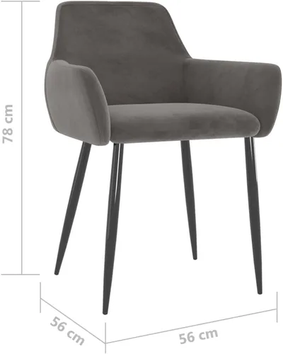Vista 2 de Sillas de comedor, 2 piezas de terciopelo gris oscuro, bancos, sillas de cocina, ideales para cenas diarias o eventos especiales como reuniones