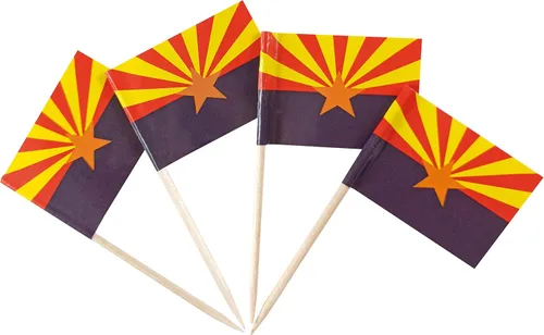 Vista 26 de JBCD Bandera de palillo de dientes de Arkansas Mini Banderas pequeñas para cupcakes de Arkansas, 100 piezas