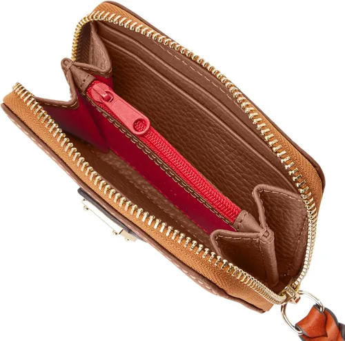 Vista 3 de Dooney & Bourke Billetera, diseño de grano de guijarro grande con cremallera alrededor de la caja de la tarjeta de crédito, Corteza de árbol, Casual