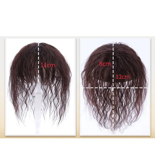 Vista 3 de Peluca de cabello humano con flequillo. Aumenta la cantidad de cabello en la parte superior de la cabeza para cubrir el cabello blanco esponjoso