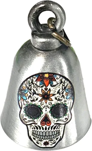 Vista 6 de Kustom Cycle Parts Campana protectora de motociclista de Sugar Skull "Evil Spirits". Nuestras campanas personalizadas son de ajuste universal.