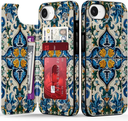 Vista 69 de FUNMIKO Funda tipo cartera para iPhone 15 con tarjetero + clip para efectivo, bloqueo RFID, protección contra caídas de grado militar y obras