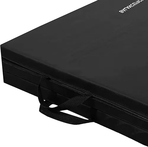 Vista 9 de BalanceFrom - Alfombrilla de gimnasia plegable de 3 paneles de 1,8 m x 0,6 m – Almohadilla de 4 cm de grosor con superficie de vinilo y asas de Negro