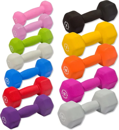 Vista 2 de Body-Solid Tools Neoprene Dumbbell for Weight and Aerobic Strength Training, Pilates & Physical Therapy, Hand Weights for Men and Women, Commercial