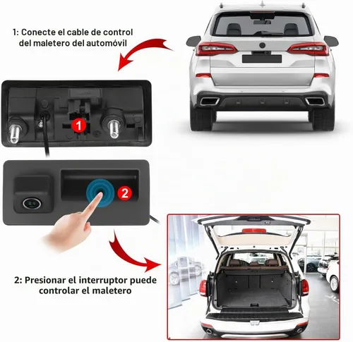 Vista 5 de 170 ° Cámara de respaldo con mango de coche HD impermeable cámara de visión trasera visión nocturna asistencia de estacionamiento inversa para Audi