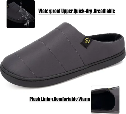 Vista 4 de Anproity Pantuflas de espuma viscoelástica para interiores para hombre, con forro polar, cómodas y con puntera cerrada, impermeables