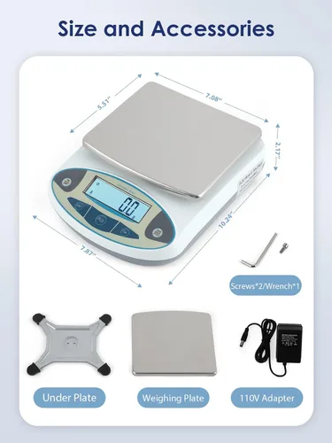 Vista 6 de CGOLDENWALL Báscula de laboratorio 500gX0.0.04 oz Balanza de laboratorio de alta precisión Balanza científica electrónica con peso de calibración