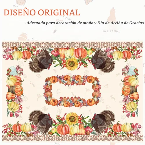 Vista 5 de SASTYBALE Mantel rectangular de Acción de Gracias de 52 x 70 pulgadas A-pavo y calabazas
