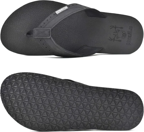 Vista 5 de KuaiLu - Sandalias de pata de gallo para hombre con soporte para el arco y plantilla de piel usada para tapetes de yoga