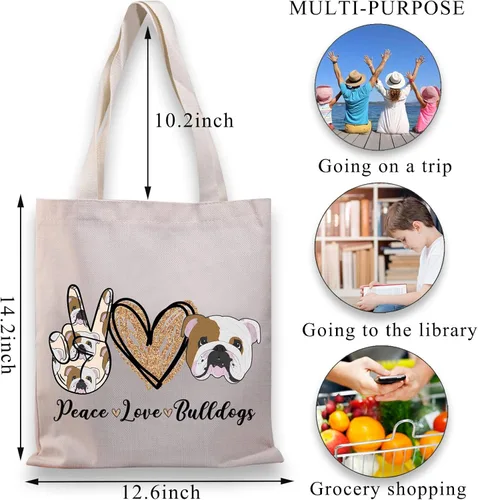 Vista 2 de BDPWSS Bolsa de hombro de lona para Bulldog Inglés para mujeres, Bulldog Mamá, Regalo Bulldog Dueño de Bulldog