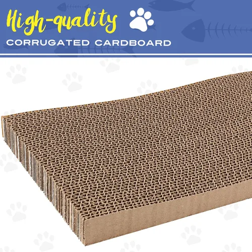 Vista 5 de PrimePets Paquete de 3 rascadores de cartón para gatos con caja, almohadillas grandes reversibles de 17.3 pulgadas para gatos de interior, tablero