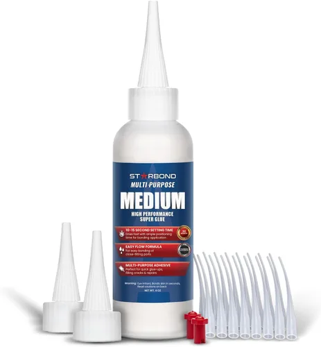 Vista 9 de Starbond EM-150 Medium - Adhesivo instáneo premium CA (cianoacrilato), súper pegamento, para carpintería, pasatiempos, lapidarios, uñas acrílicas