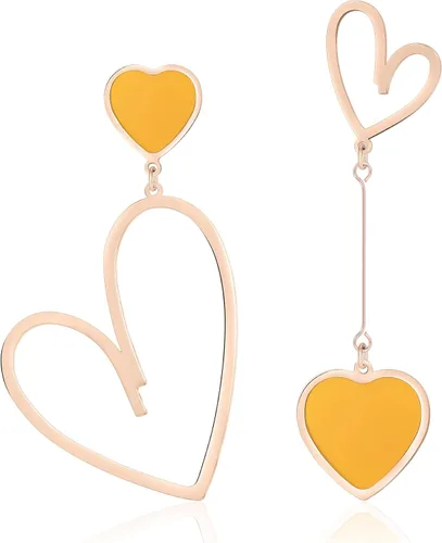 Vista 19 de Linawe Mismatched Heart Dangle Earrings for Women Trendy