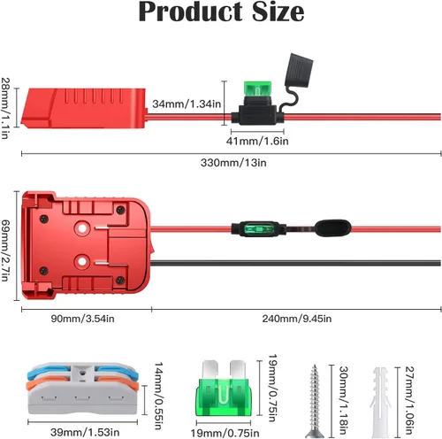 Vista 7 de 1 Paquete de Adaptador para Rueda Eléctrica para Batería Milwaukee M18, Kit de Conversión de Batería de Rueda Eléctrica de 18 V con Interruptor