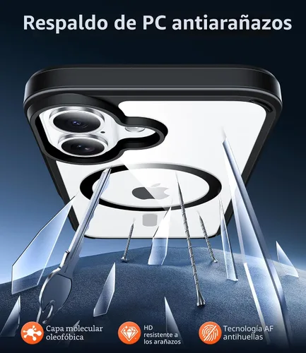 Vista 5 de FNTCASE Funda Transparente para iPhone 17: Fundas Magnéticas para Teléfono con Protector de Pantalla a Prueba de Caídas Compatible con Magsafe