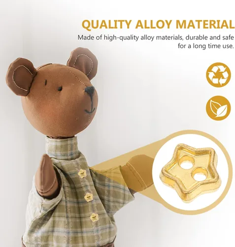 Vista 8 de 100 mini botones de estrella para manualidades, manualidades, muñecos de felpa rellenos, proyectos de álbumes de recortes, dorado, 100