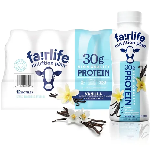 Vista 2 de Fair Life Nutrition Plan - Batido alto en proteínas, sabor vainilla, 11.5 onzas líquidas, paquete de 12